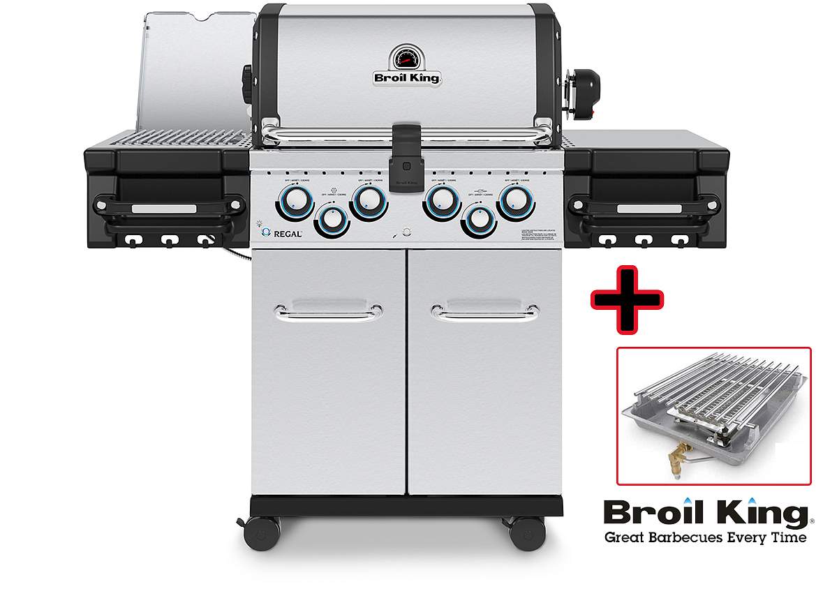 Broil King REGAL S490 IR inkl. Infrarot Seitenbrenner und Drehspieß mit Gusseisen-Grillroste