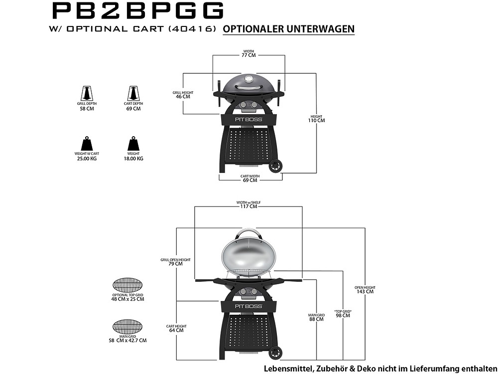 Pit Boss Sportsman 2 Grey mit Unterwagen