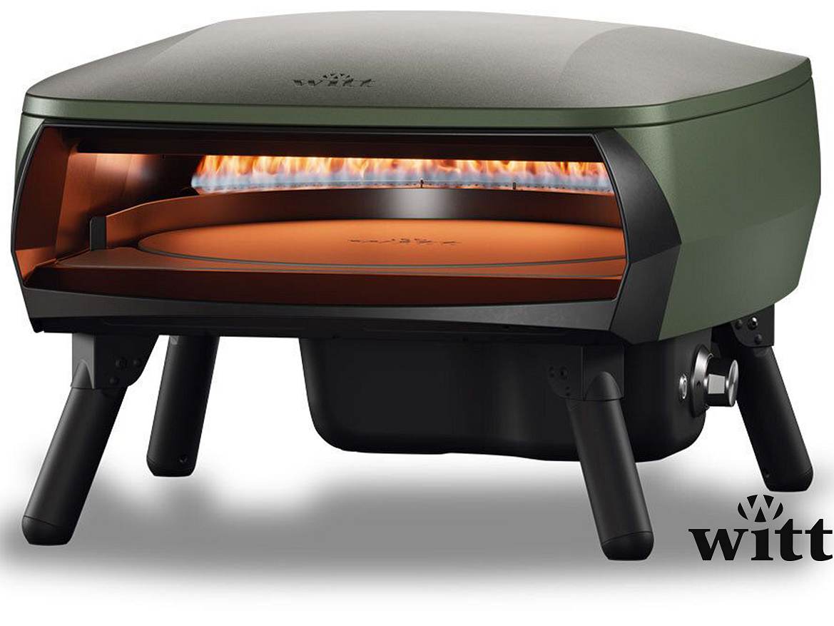 Witt Gas Pizzaofen Piccolo Rotante 16" grün mit rotierendem Stein (16" / 40 cm)