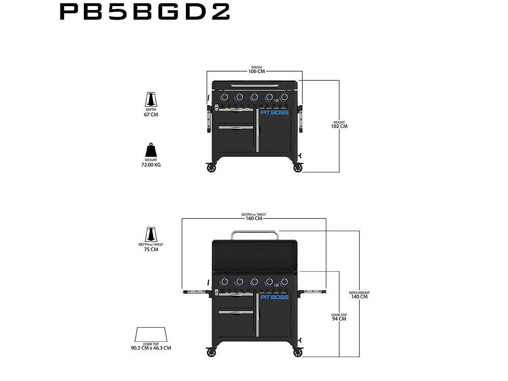 Pit Boss Ultimate 5 Brenner Plancha Gasgrill