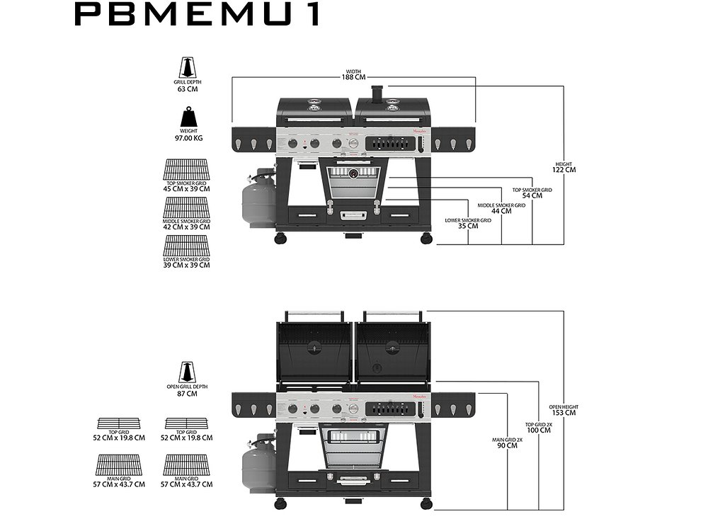 Pit Boss Memphis Ultimate Combo 4-in-1 Gas, Holzkohle & Elektrischer Smoker