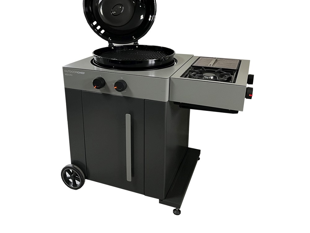 OUTDOORCHEF AROSA 570 G GREY STEEL INKL. BLAZING-/COOKING ZONE + PLANCHA + REINIGUNGSSET