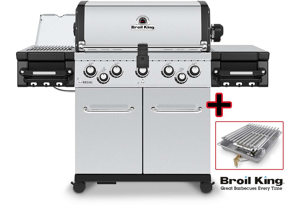 Broil King REGAL S590 IR inkl. Infrarot Seitenbrenner und Drehspieß mit Gusseisen-Grillroste