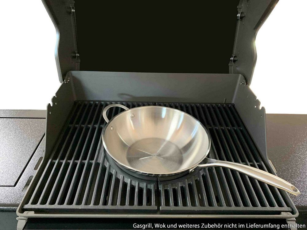 Coobinox Gusseiserne Grillroste mit Wok Einsatz für Napoleon Rogue 525