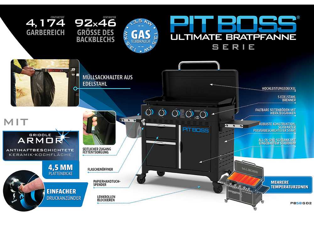 Pit Boss Ultimate 5 Brenner Plancha Gasgrill