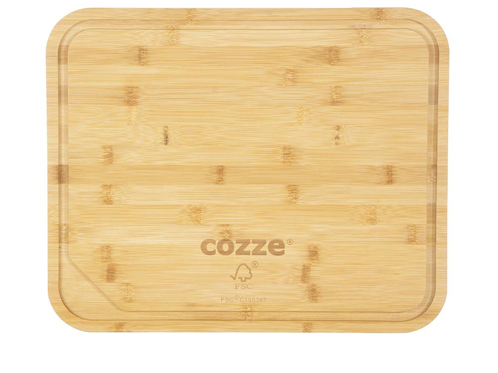 Cozze Pizzabrett Schneidebrett Bambus, 43 x 35 cm