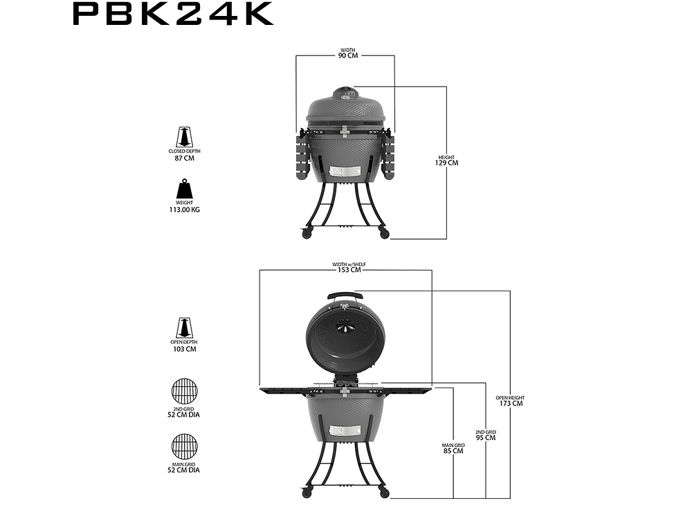 Pit Boss K24 Kamado grau Keramikgrill PBK24